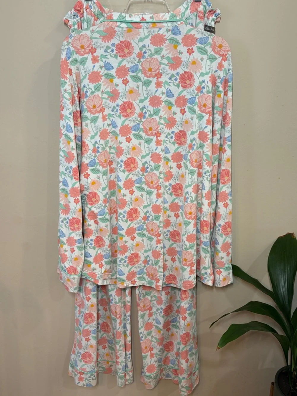 Matilda Jane Pastel Floral Button-Up PJ Set in Coral, Mint & Blue - Picture 3 of 13